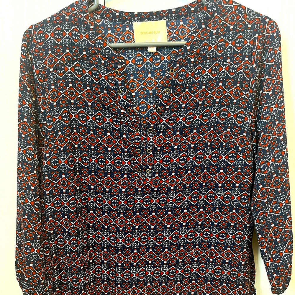 Red and Blue Patterned Top